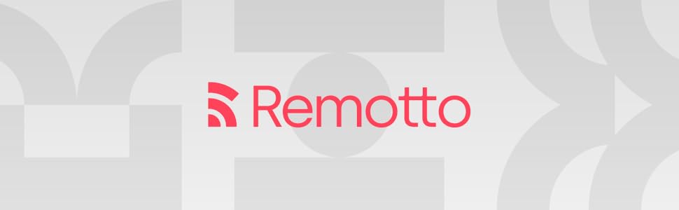 Remotto company logo in red text against a light patterned background.