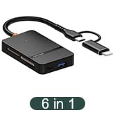 Memory Card Reader, USB-C &amp; Lightning Dual Connectivity Card Reader Adapter to SD Micro SD MS CF ...