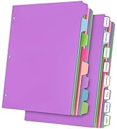 habgp 16Pcs/2 Set Binder Dividers with Tabs, 8 Color Tab for 3 Ring Binder Dividers, Page Folder ...