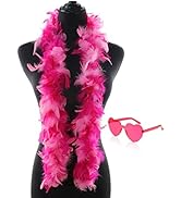 Feather Boa with Heart Rimless Sunglasses,4 ft Feather Boa for Bachelor Party Halloween Christmas...