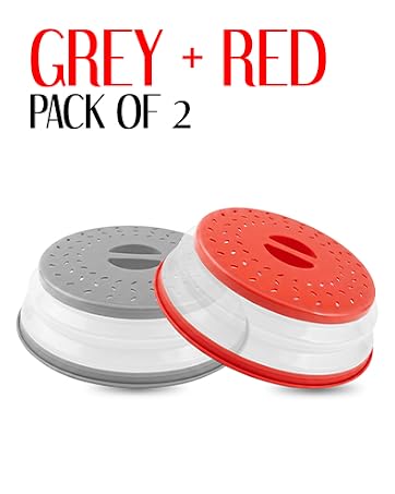 Pack of 2 Galleyby Red and Gray Silicone Splatter Covers