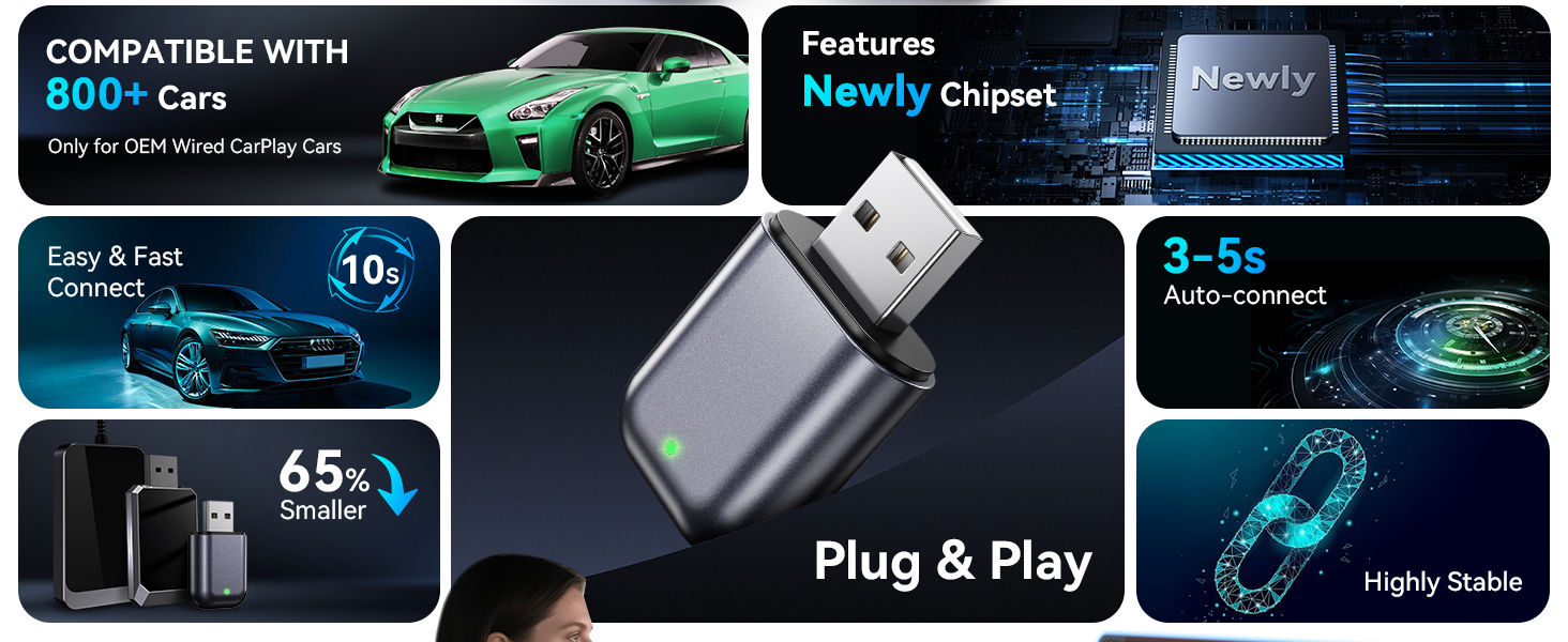 for iphone wireless carplay adapter