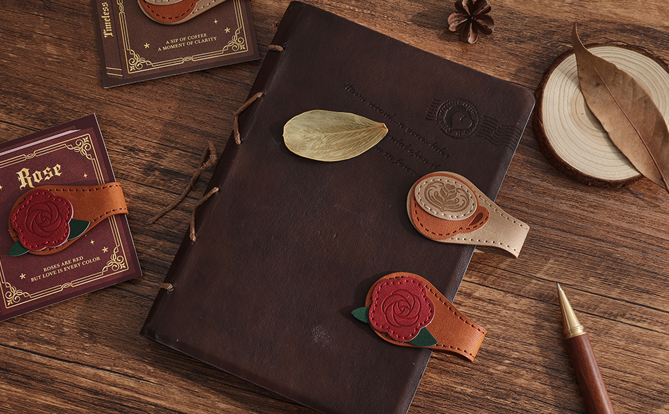 2Pieces Magnetic Leather Bookmark