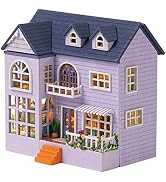 Kisoy Dollhouse Miniature with Furniture Kit, DIY 3D Wooden DIY House Kit with Dust Cover,Handmad...