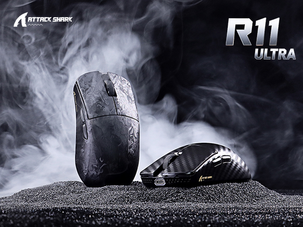 ATTACK SHARK R11 Ultra 8K Carbon Fiber Wireless Gaming Mouse with 42000 DPI-PAW3950 MAX Sensor