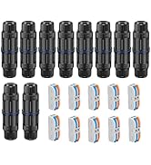 Linkstyle 10PCS Waterproof IP68 Junction Box, Outdoor 2 Way Electrical Cable Connector, with Repl...
