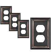 DEWENWILS 4-Pack Duplex Wall Plate, Metal Wall Outlet Cover for Receptacle, Light Switch, Aged Br...