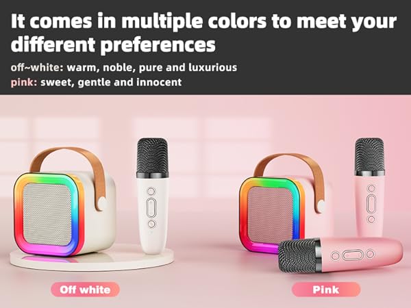Mini Karaoke Machine Speaker for Kids Adults, Portable Bluetooth with 2 Wireless Microphones