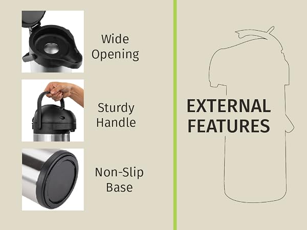 premium airpot coffee carafe non slip base handle condensation free