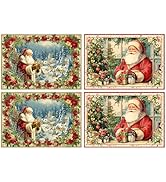 Christmas Santa Claus Placemats Set of 4 Washable Table Place Mats for Dining Kitchen Party Decor