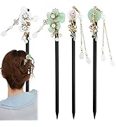 4 Pcs Japanese Chinese Hair Stick Retro Wooden Hairpin Flower Hair Chopsticks Vintage Hanfu Pins ...