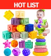 ROHSCE Baby Stacking Toys for Toddlers, 23 Pcs Soft Building Blocks Rings Balls, Montessori Toys ...