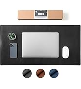 SenseAGE Leather Desk Pad Protector, Natural Rubber Office Desk Mat Mouse Pad, Non-Slip PU Leathe...