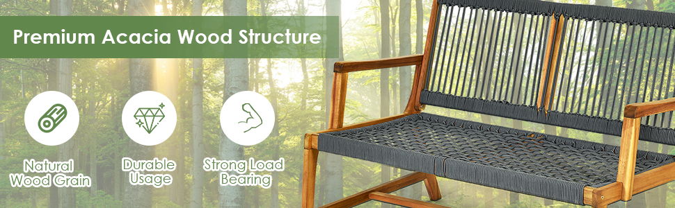 acacia wood patio chair for 2 