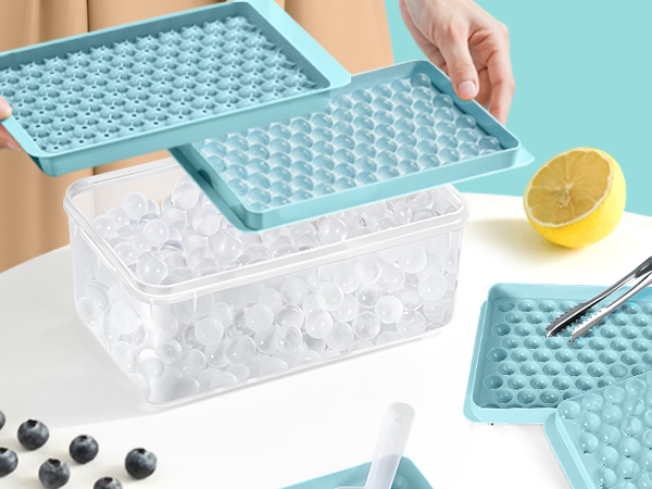 Mini Round Tiny Pebble Nugget Crushed Ice Cube Tray Freezer Ice Mold Ice Box Straw Bin Container 