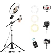 LUXSURE Ring Light with 62'' Tripod Stand for Video Recording, 10.5'' Ring Light Tripod for iPhon...