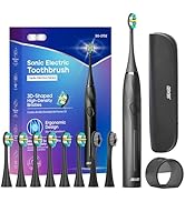 SEAGO Electric Toothbrush with 8 Soft Bristle Heads for Adults, Pressure Sensor, 5 Modes with 2 M...