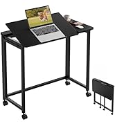 GreenForest Folding Desk with Adjustable Tiltable Desktop 0-90°, 31.5 inch Small Desk with Wheels...
