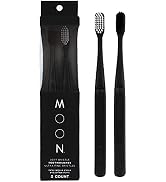 Moon Toothbrushes, Soft Bristle, White and Black Sleek Toothbrushes, 2 Pack