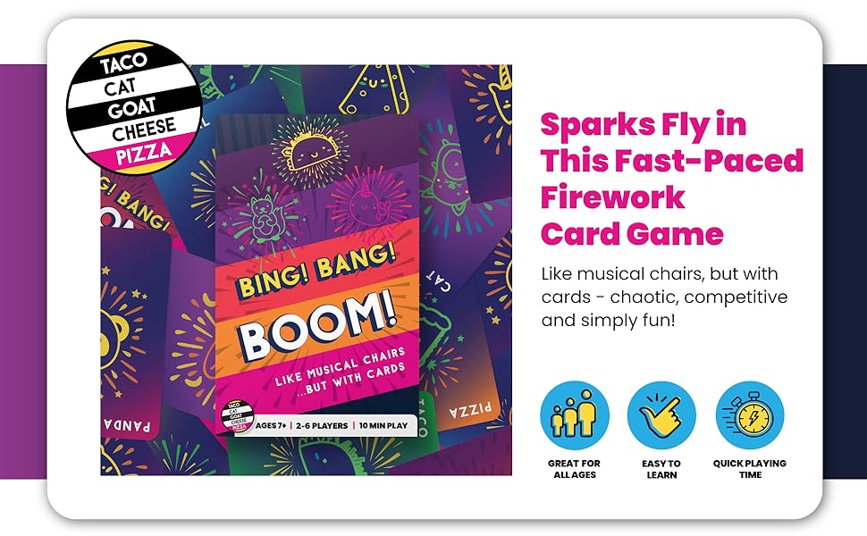 bing bang boom, family fun, fast, card game for kids