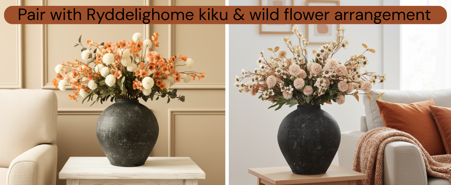 stone vase stoneware for faux mums clay vase rustic farmhouse organic modern