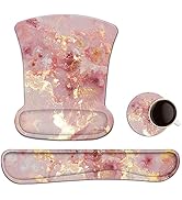 AIMSA Mouse Pad Wrist Support Set Keyboard Wrist Rest, Ergonomic Memory Foam Non-Slip Base Easy T...