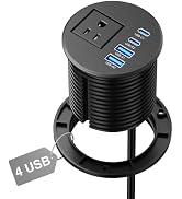 2.5 inch Desk Power Grommet Outlet 2 USB C 20W, 2 USB-A 18W, 6FT Cord | 2-1/2" Desktop Power Grom...