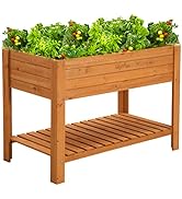 Raised Garden Bed 48"x24"x33" Large Wood Planter Box with Legs Outdoor Wooden Elevated Planters R...