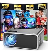 FUDONI Projector with WiFi and Bluetooth 4K Supported, Upgraded 16000L Outdoor Movie Projectors N...