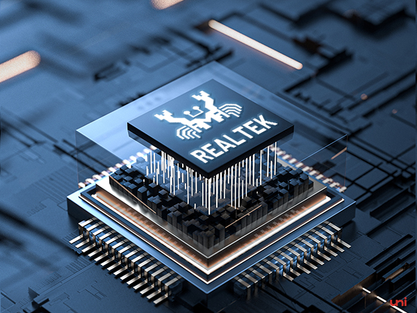 the real tek logo on a computer chip.