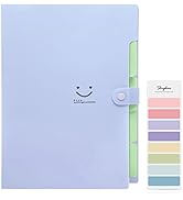SKYDUE Letter A4 Paper Expanding File Folder Pockets Accordion Document Organizer (Purple)