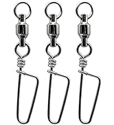 FREGITO 50PCS Fishing Swivels Duo Lock Snaps Ball Bearing Swivels, 5 Size Stainless Steel Barrel ...