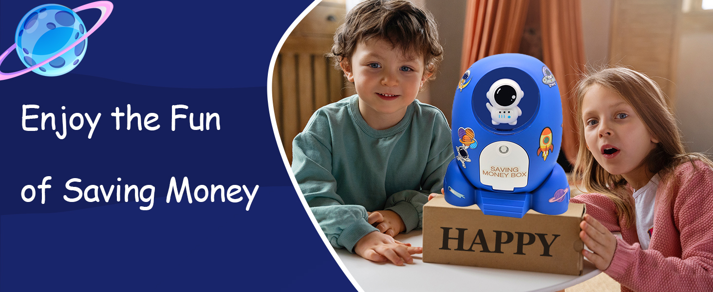 Rocket Ship Piggy Bank for Boys Money Safe Piggy Banks for Kids Cash Coin Can ATM Bank Coin