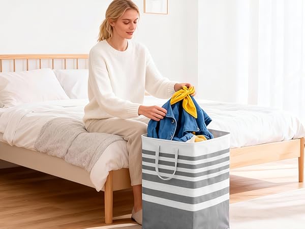 MANYOND 2 Pack Large Laundry Baskets for Dorm, Bathroom, Bedroom, Laundry Room