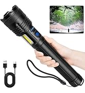 MILAOSHU Rechargeable Flashlights 90000 High Lumen, 10000 ?Ah ?ATTERY LED Flashlight with Cob-Lig...
