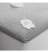 TASTELIFE Queen Grey Stripe Waterproof Mattress Protector Cotton Terry Mattress Cover, Fitted 8"-...