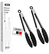 JIDSPWLS Premium Stainless Steel Heat Resistant Kitchen Tongs for cooking,set of 9