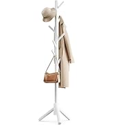 Pipishell Sturdy Wooden Coat Stand, 3 Adjustable Sizes Coat Tree with 8 Hooks, Coat Stands for Ha...