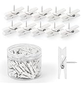 GOOLADA 50pcs Wooden Push Pins with Clips White Bulletin Board Clips Cute Pushpins for Cork Board...