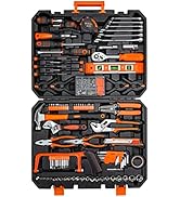 CARTMAN 168 Piece Tool Set Kit General Household Hand with Plastic in Storage Case Orange