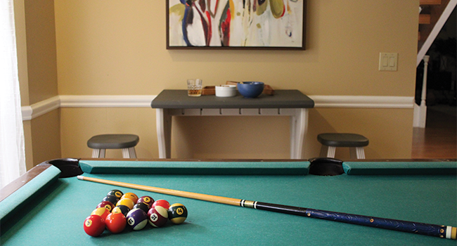 double bar with pool table