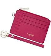 Wikavanli Women Slim Rfid Blocking Credit Card Case Holder Wristlet Zip ID Case Wallet Small Comp...