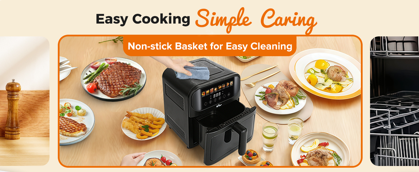 bear air fryer 6.4qt nonstick basket dishwasher safe