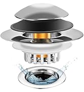 Universal 3 in 1 Bathtub Drain Stopper, Pop up Tub Stopper Bathtub Drain with Filter Basket, Anti...