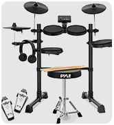 Pyle 8-Piece Electric Drum Set Professional Electronic Drumming Kit Machine w/MIDI Support, Prelo