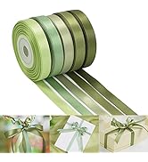HUIHUANG Sage Green Ribbon Satin Gift Ribbon 3/8 inch Green Satin Ribbon Assorted Wedding Ribbon ...