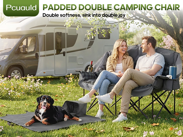 The padded double camping chair brings you and your love ones double comfort this spring