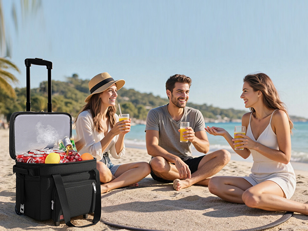 Easily wheel the MIYCOO leakproof beach cooler to your party for ice-cold drinks all day.