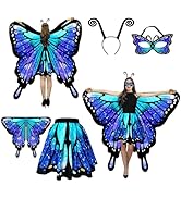 Jackcell Butterfly Wing Costumes for Women, Halloween Butterfly Cape with Skirt Adults, Fairy Dre...