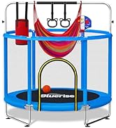 BLUERISE 55IN 6FT Toddler Trampoline for Kids Indoor Outdoor Play for Kids Trampoline Basketball ...